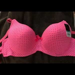 Pink polka dot lined underwire bra 40DD